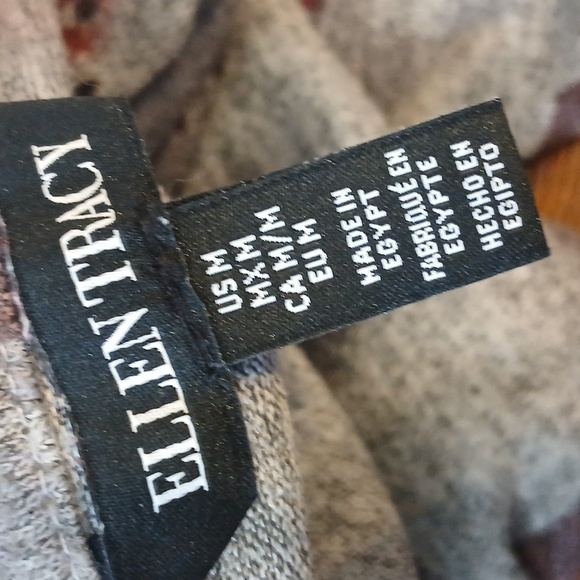 Ellen Tracy Floral V-Neck Women's Sweater Top Heathered Grey Floral Sz Med/L - Picture 9 of 10